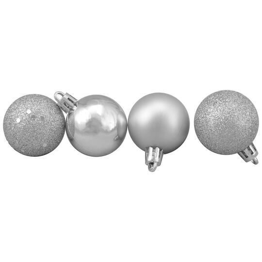 96ct. 1.5" Silver Splendor Shatterproof 4-Finish Christmas Ball Ornaments